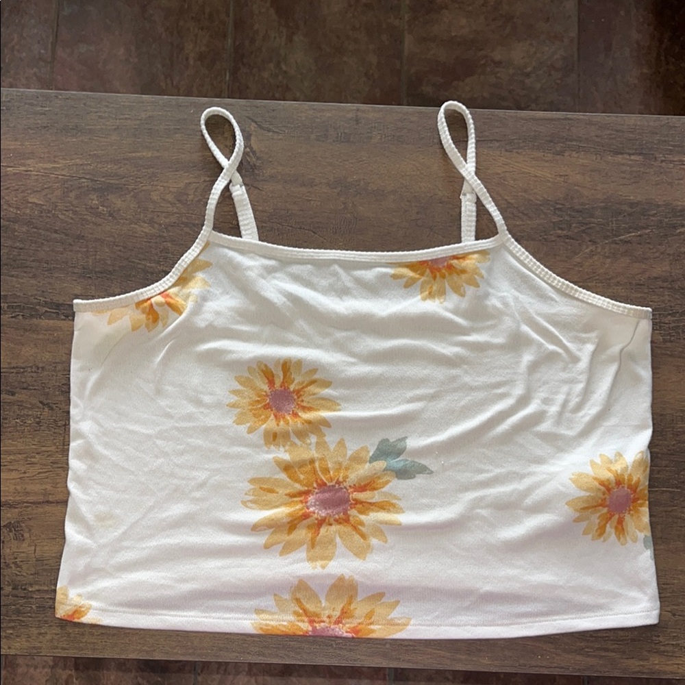 Gilly Hicks White and Orange Flowers Crop Camisole